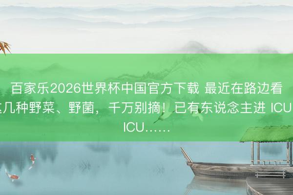 百家乐2026世界杯中国官方下载 最近在路边看到这几种野菜、野菌，千万别摘！已有东说念主进 ICU……